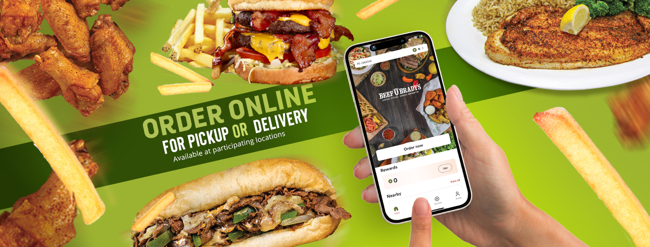 Order online for pickup or delivery. Available at participating locations.