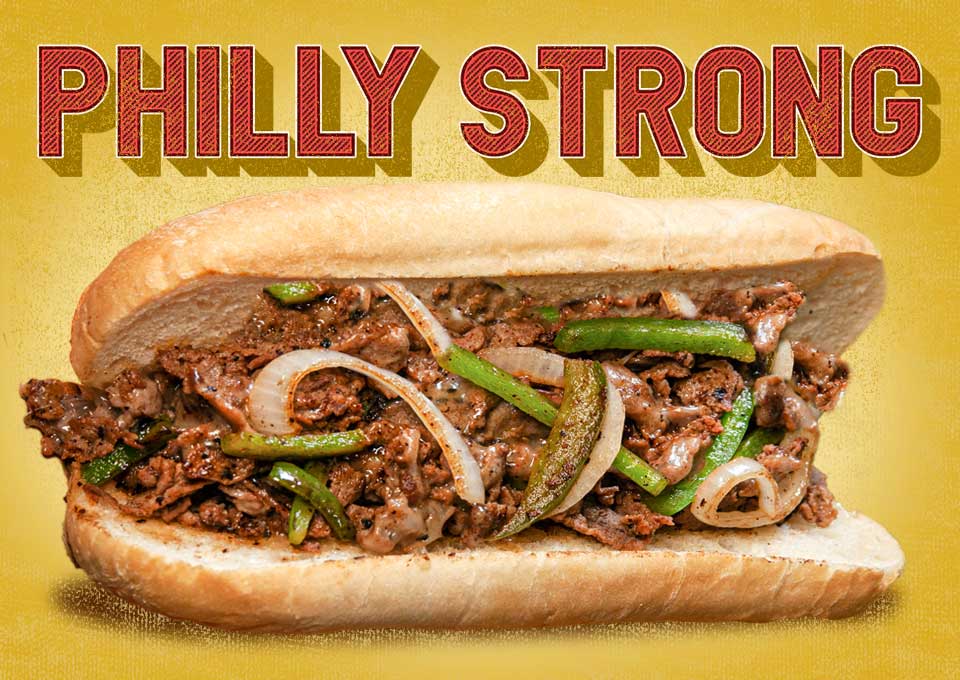 Philly Strong. Philly cheesesteak sandwich.