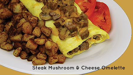 Steak Mushroom and Cheese Omelette