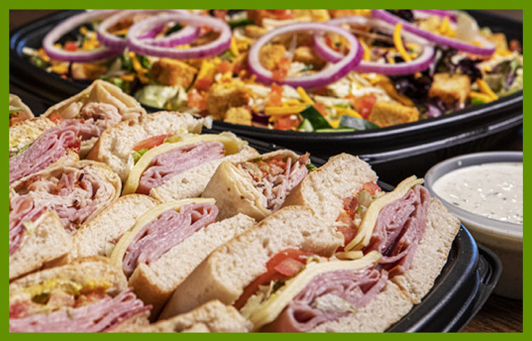 A tray of sandwiches.