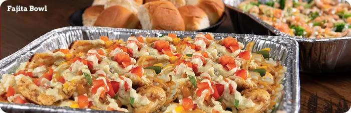 Classic Chicken Rice Bowl in a chafing dish