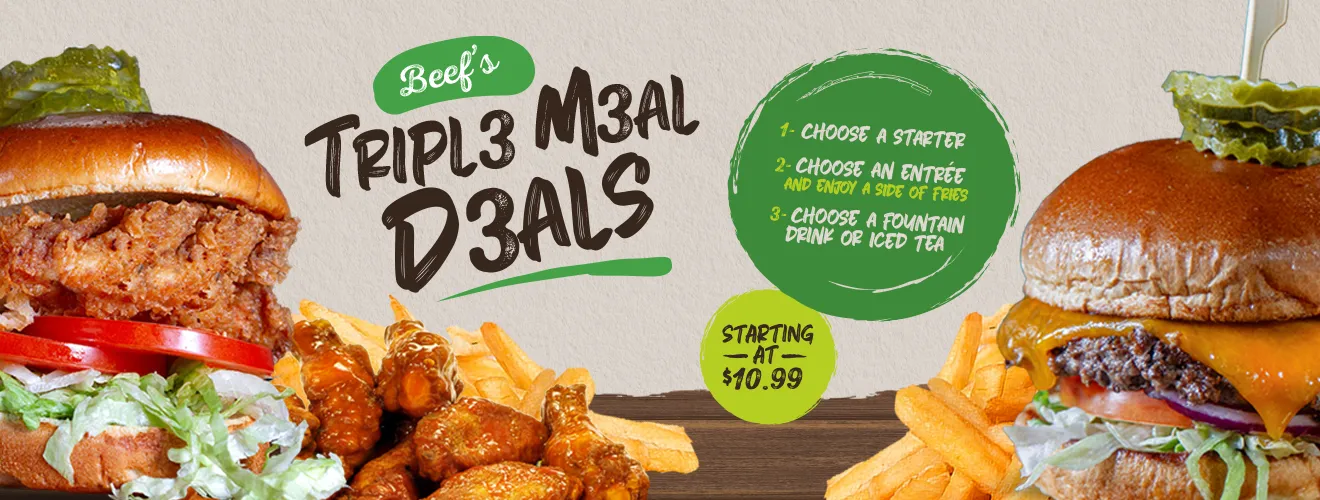 View Beef's Triple Meal Deals Menu