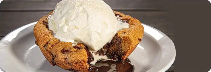 Choocolate Chip Lava Cookie and Vanilla Ice Cream
