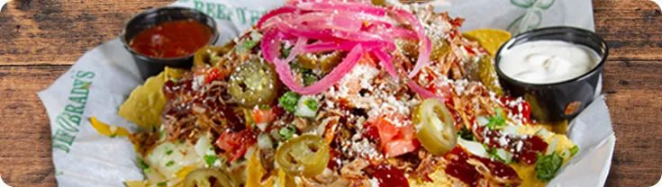 A plate of nachos
